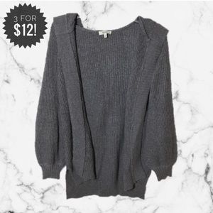 Mudd Balloon Sleeve Hooded Cardigan in Gray XS
